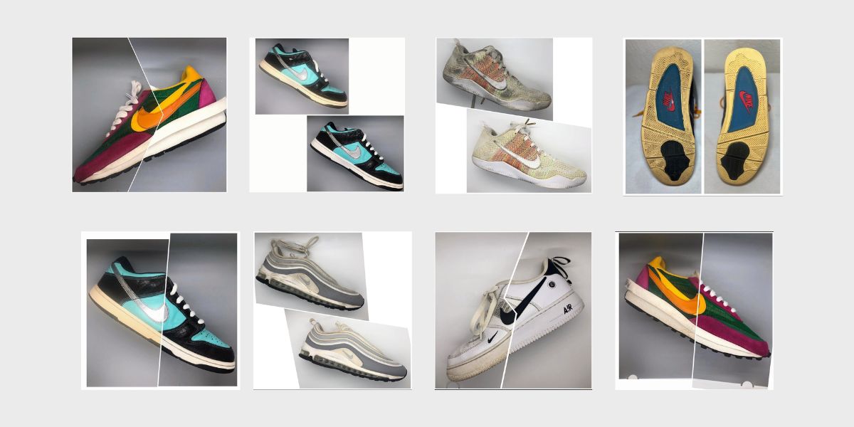 Swipe left to see the magic! Before and after sneaker transformations by Dizzzykicks. Witness the power of our expert cleaning services as we breathe new life into worn-out kicks. From dirty to dazzling, we bring back the shine! #SneakerRevival #BeforeAndAfter