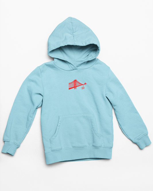 Baby Blue Golden Lace Bridge Embroidered Hoodie